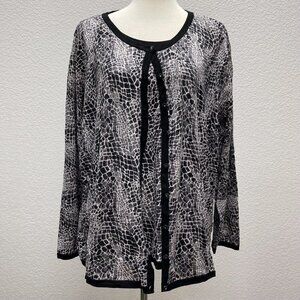 Judith Hart Womens Plus 3X Sweater Cardigan Set Silk Giraffe Print Black Gray 2p